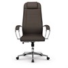 Кресло офисное МЕТТА "К-29" хром, экокожа, сиденье и спинка мягкие, темно-коричневое - фото 2684073