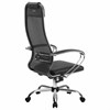 Кресло офисное МЕТТА "К-5.1" хром, ткань-сетка/экокожа, сиденье мягкое, черное - фото 2684081