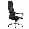 Кресло офисное МЕТТА "SU-B-8" хром, ткань-сетка, сиденье мягкое, черное - фото 2684103