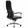 Кресло офисное МЕТТА "К-29" хром, экокожа, сиденье и спинка мягкие, черное - фото 2684142