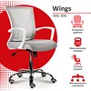 Кресло BRABIX "Wings MG-306", пластик белый, хром, сетка, серое, 532012 - фото 2684210