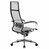 Кресло офисное МЕТТА "К-7" хром, прочная сетка, сиденье и спинка регулируемые, серое - фото 2684236