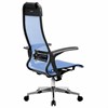 Кресло офисное МЕТТА "К-4-Т" хром, прочная сетка, сиденье и спинка регулируемые, голубое - фото 2684237