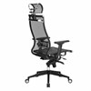 Кресло офисное МЕТТА "SAMURAI" Black Edition, сверхпрочная сетка, регулируемое, черное - фото 2684302