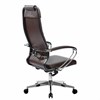 Кресло офисное МЕТТА "К-29" хром, экокожа, сиденье и спинка мягкие, темно-коричневое - фото 2684373