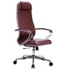 Кресло офисное МЕТТА "К-6" хром, экокожа, сиденье и спинка мягкие, темно-коричневое - фото 2685654