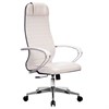 Кресло офисное МЕТТА "К-6" хром, экокожа, сиденье и спинка мягкие, белое - фото 2685666