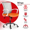 Кресло BRABIX "Wings MG-306", пластик белый, хром, сетка, серое/оранжевое, 532011 - фото 2685729