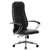 Кресло офисное МЕТТА "К-29" хром, экокожа, сиденье и спинка мягкие, черное - фото 2686268
