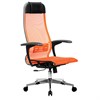 Кресло офисное МЕТТА "К-4-Т" хром, прочная сетка, сиденье и спинка регулируемые, оранжевое - фото 2686540