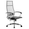 Кресло офисное МЕТТА "К-7" хром, прочная сетка, сиденье и спинка регулируемые, серое - фото 2686927