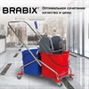 Тележка уборочная BRABIX, 2 съемных ведра 25 л, механический отжим, металлический каркас, 601499 - фото 2691802