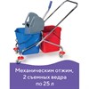 Тележка уборочная BRABIX, 2 съемных ведра 25 л, механический отжим, металлический каркас, 601499 - фото 2694414