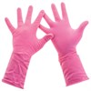 Перчатки хозяйственные латексные, хлопчатобумажное напыление, разм L (средний), розовые, PACLAN "Practi Comfort", 407272 - фото 2697435