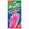 Перчатки хозяйственные латексные, хлопчатобумажное напыление, разм L (средний), розовые, PACLAN "Practi Comfort", 407272 - фото 2697910
