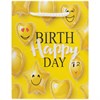 Пакет подарочный (1 штука) 11x6x15 см, ЗОЛОТАЯ СКАЗКА "Happy Birthday", глиттер, желтый, 608237 - фото 2703874