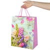 Пакет подарочный (1 штука) 26x13x32 см, ЗОЛОТАЯ СКАЗКА "Spring Flowers", глиттер, розовый, 608247 - фото 2705546