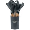 Набор силиконовых кухонных принадлежностей с деревянными ручками 12 в 1, серый, DASWERK, 608194 - фото 2706754