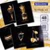 Тетрадь А5, 48 л., BRAUBERG, скоба, клетка, матовая ламинация, фольга, "Black&Gold" (микс в спайке), 404370 - фото 2723366