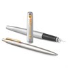 Набор PARKER "Jotter Stainless Steel GT": шариковая ручка синяя и перьевая ручка, 2093257 - фото 3024904