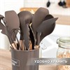 Набор силиконовых кухонных принадлежностей с деревянными ручками 12 в 1, серо-коричневый, DASWERK, 608195 - фото 3026558