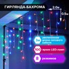 Электрогирлянда-бахрома комнатная 2х0,5 м, 100 LED, мультицветная, 220 V, ЗОЛОТАЯ СКАЗКА, 591270 - фото 3026842