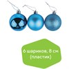 Шары ёлочные 6 шт., 8 см, "Trio", пластик, БИРЮЗОВЫЕ (глянец, матовый, глиттер), ЗОЛОТАЯ СКАЗКА, 590879 - фото 3027821