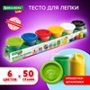 Пластилин-тесто для лепки BRAUBERG KIDS, 6 цветов, 300 г, яркие классические цвета, крышки-штампики, 106718 - фото 3301535