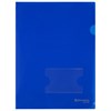 Папка-уголок с карманом для визитки А4, синяя, 0,18 мм, BRAUBERG EXTRA, 271707 - фото 3304174