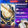 Блокнот с резинкой в клетку 96 л., А5 145х203 мм, твердая обложка с фольгой, BRAUBERG, "Marble", 115536 - фото 3653761