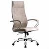 Кресло офисное МЕТТА "L1m 42", хром, сиденье и спинка мягкие, велюр, бежевое - фото 3944566
