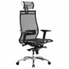 Кресло офисное МЕТТА "SAMURAI" S-3.05, с подголовником, сверхпрочная ткань-сетка, черное - фото 3944575