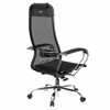 Кресло офисное МЕТТА "К-12", хром, ткань-сетка, сиденье и спинка регулируемые, черное - фото 3944585