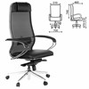 Кресло офисное МЕТТА "SAMURAI" Comfort S, хром, сиденье мягкое, ткань-сетка/экокожа, черное - фото 3944588