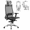 Кресло офисное МЕТТА "SAMURAI" S-3.05, с подголовником, сверхпрочная ткань-сетка, черное - фото 3944592
