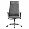 Кресло офисное МЕТТА "L1m 42/2D", хром, 2D-подлокотники, сиденье и спинка мягкие, велюр, темно-серое - фото 3944600