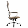Кресло офисное МЕТТА "L1m 42", хром, сиденье и спинка мягкие, велюр, бежевое - фото 3944608