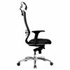 Кресло офисное МЕТТА "SAMURAI" SL-3.05, с подголовником, сверхпрочная ткань-сетка/экокожа, черное - фото 3944626