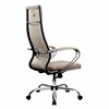 Кресло офисное МЕТТА "L1m 42", хром, сиденье и спинка мягкие, велюр, бежевое - фото 3944641