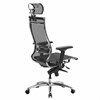 Кресло офисное МЕТТА "SAMURAI" S-3.05, с подголовником, сверхпрочная ткань-сетка, черное - фото 3944657