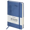 Ежедневник датированный 2025 А5 138x213 мм, BRAUBERG "Optimal", под кожу, резинка-фиксатор, держатель для ручки, синий, 115891 - фото 4038996