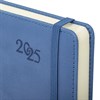 Ежедневник датированный 2025 А5 138x213 мм, BRAUBERG "Optimal", под кожу, резинка-фиксатор, держатель для ручки, синий, 115891 - фото 4039077