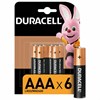 Батарейки КОМПЛЕКТ 6 шт., DURACELL Basic ОРИГИНАЛ, ААА (LR03, 24А), алкалиновые, мизинчиковые, Б0014858 - фото 4040640