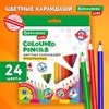Карандаши цветные BRAUBERG KIDS NEW, 24 цвета, трехгранные, грифель 3 мм, 182002 - фото 4173674