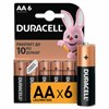 Батарейки КОМПЛЕКТ 6 шт., DURACELL Basic ОРИГИНАЛ, АА (LR6,15А), алкалиновые, пальчиковые, Б0014859 - фото 4981231