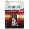 Батарейка алкалиновая 1 шт. PHILIPS Power Alkaline, Крона 9V (6LR61, 6LF22, 1604A), блистер, Б0062717 - фото 4983681