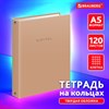 Тетрадь на кольцах А5 175х215 мм, 120 л., твердый картон, матовая ламинация, клетка, BRAUBERG "Minimal beige", 404997 - фото 5199113