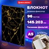 Блокнот с резинкой в клетку 96 л., А5 145х203 мм, твердая обложка с фольгой, BRAUBERG, "Marble", 116328 - фото 5880416