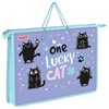 Папка на молнии с ручками ПИФАГОР А4, 1 отделение, пластик, ручки-шнурок, "Funny cats", 273353 - фото 5905551