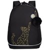 Рюкзак GRIZZLY школьный, анатомическая спинка, 2 отделения, для девочек, "GOLD CAT", 38х28х18 см, RG-563-2/1 - фото 6147934